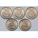 20 groszy 1949 CuNi - zestaw (5szt)