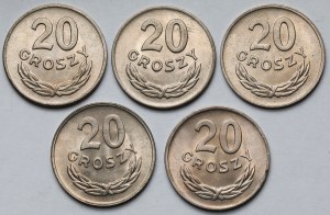 20 groszy 1949 CuNi - zestaw (5szt)