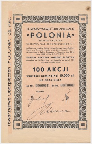 POLONIA Compagnie d'assurance, 100x 100 mkp
