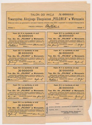 POLONIA Compagnie d'assurance, 1 000 mkp 1922