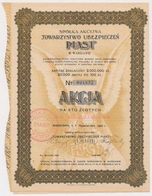 Tow. Ubezpieczeń PIAST, 100 zloty 1929