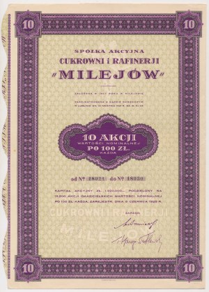 MILEJÓW sugar factory, 10x 100 zlotys