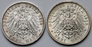 Německo, Prusko, 3 marky 1913 - sada (2ks)