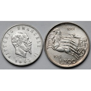 Włochy, 2-500 lir 1863-1961 - zestaw (2szt)
