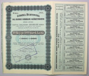 Łódzka Hurtownia dla Handlu Wyrobami Włókienniczemi, Em.3, 10x 1.000 mk 1923