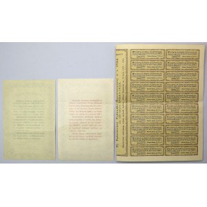 Poż. Konwersyjna 1924, Świadectwa Ułamkowe 3 i 5 zł + Obligacja na 10 zł PEŁNY arkusz (3szt)