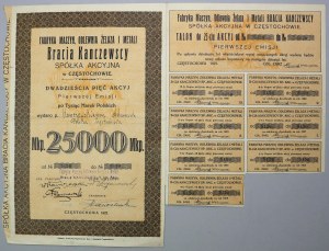 Usine de machines, fonderie de fer ... BRACIA KANCZEWSCY, Em.1, 25x 1,000 mkp 1921