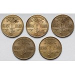 Litwa, 1 vienas centas 1925 - zestaw (5szt)