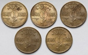 Lithuania, 1 vienas centas 1925 - set (5pcs)