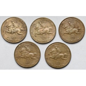 Litwa, 1 vienas centas 1925 - zestaw (5szt)