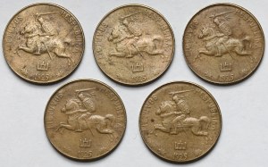 Lithuania, 1 vienas centas 1925 - set (5pcs)