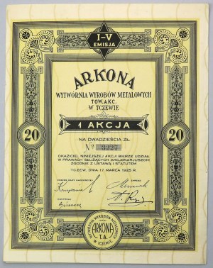 ARKONA Manufactory of Metal Products, Em.1-4, 20 zl 1925