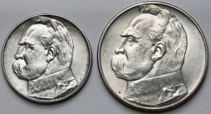 Piłsudski 5 a 10 zlotých 1936 - sada (2ks)