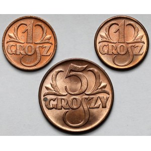 1-5 groszy 1938-1939 - mennicze (3szt)