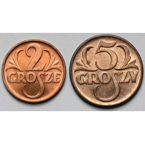 2 i 5 groszy 1937, 1939 - mennicze (2szt)