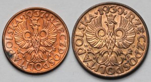 2 et 5 groszy 1937, 1939 - non oblitéré (2 pièces)