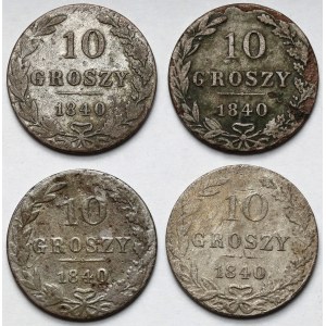 10 groszy 1840 MW - zestaw (4szt)