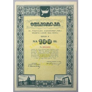 Łódź, 6% Poż. Konwersyjna, Obligacja 100 zł 1934