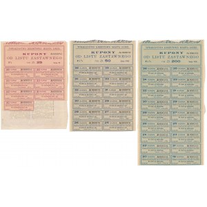 Łódź, TKM, Listy zastawne 25, 50 i 200 zł 1925 (3szt)
