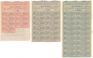 Łódź, TKM, Pledge Letters 25, 50 and 200 zloty 1925 (3pcs)