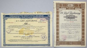 Varsavia, TKZ e TKM, lettere di pegno da 88 e 2.500 zloty 1935-36 (2 pz.)