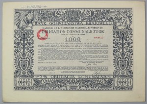 Bank Gospodarstwa Krajowego, 7% Municipal Bond, Em.2, 1,000 francs 1930