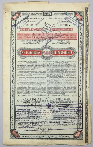 Lwów, Nationalbank des Königreichs Galizien, Em. 4, Kommunalanleihe 5.000 kr 1900