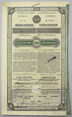 Lwów, Bank Krajowy Królestwa Galicyi..., Em.3, Obligacja Komunalna 10.000 kr 1909