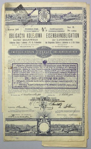 Lemberg, Feuer. Königreich von Galizien und Lodomerien..., Eisenbahnanleihe 200 kr 1902