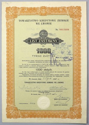 Lvov, TKZ, 4,5% Zástavní list 1 000 PLN 1934