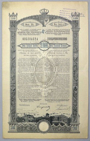 Lviv, 4% Fire. Kingdom of Galicia and Lodomeria..., Bond 2,000 kr 1893