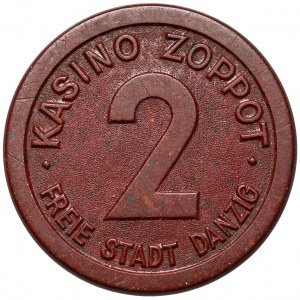 Freie Stadt Danzig, Casino SOPOT (Zoppot) Wertmarke - 2 Gulden
