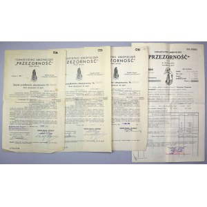 Tow. Ubezpieczeń PRZEZORNOŚĆ - Polisy od ognia - TA SAMA nieruchomość i TEN SAM właściciel 1932-1941 (4szt)
