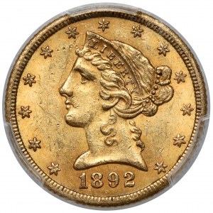 USA, $5 1892-CC, Carson City