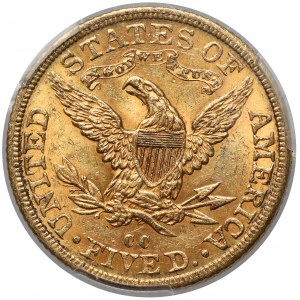 USA, 5 dollars 1892-CC