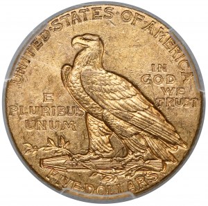 USA, $5 1914, Philadelphia - hlava indiána