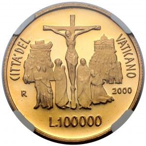 Watykan, 100.000 lir 2000-R, Rzym - Jan Paweł II - Krucyfiks