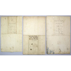 Papiery stemplowe, po I rozbiorze Polski, 1 Gr Sr i 2 odmiany 2 Gr Sr (3szt)