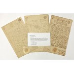 Papiery stemplowe, po I rozbiorze Polski, 1 Gr Sr i 2 odmiany 2 Gr Sr (3szt)