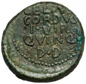 Tiberius (14-37 AD) Macedonia, Dium (?) AE25 - L. Rusticelius Cordus - rare