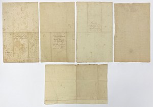 Známkové papiere po prvom delení Poľska, 2x 1 gr + 1, 3 a 6 zlotých (5 ks)