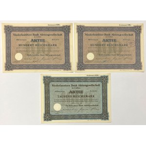 Cottbus (Chociebuz), Niederlausitzer Bank..., 2x 100 mk 1924 and 1,000 mk 1928 (3pc)