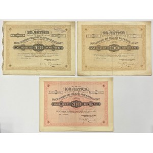 Spółka Akc. Górnictwa i Przemysłu Naftowego, Em.3-5, 25x i 100x 200 kr 1922-23 (3szt)