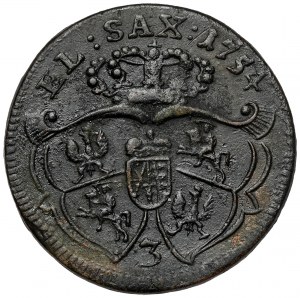 Augustus III Saxon, Penny 1754 (3) - RARE bust
