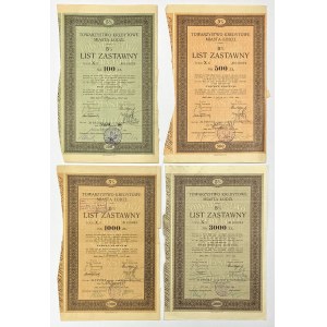 Łódź, TKM, 5% Listy zastawne 100-3.000 zł 1933 (4szt)