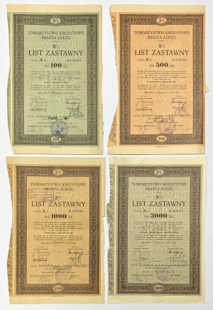 Lodz, TKM, 5% Pledge Letters 100-3,000 zloty 1933 (4pc)