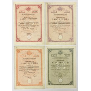 Lwów, Akc. Bank Hipoteczny, 4-4.5% Listy hipoteczne 50-1.000 zł 1926 (4szt)
