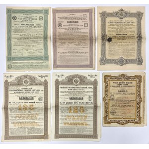 Rosja, Zestaw obligacji + akcja z lat 1895-1914 (6szt)