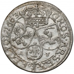 Jan II Kazimierz, Szóstak Kraków 1663 AT - z obwódkami