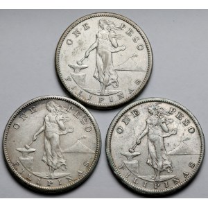 Filipiny, Peso 1907-1909 - zestaw (3szt)